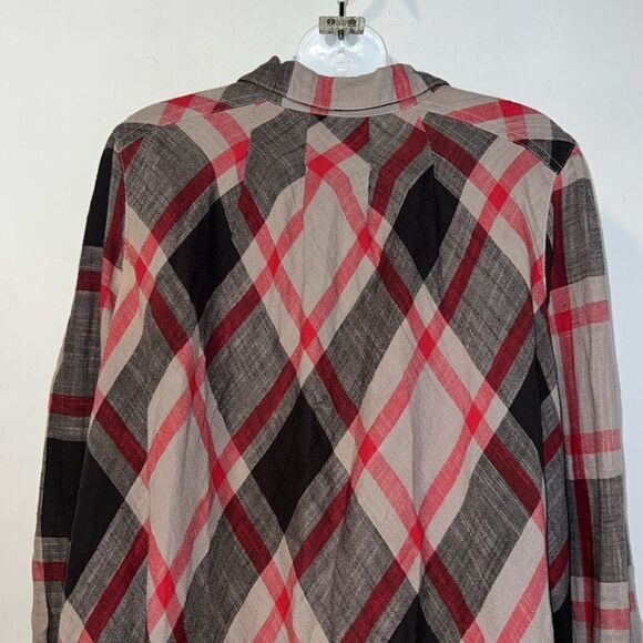 FREE PEOPLE Red Plaid Ruffle Detail Peppy Top-S - Picture 6 of 9